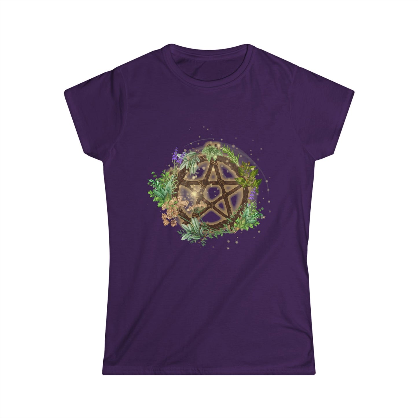 Witchy Pentacle Herbal Magic Women's Softstyle Tee, Shirt, Top, Apparel, Nature Witch Clothing