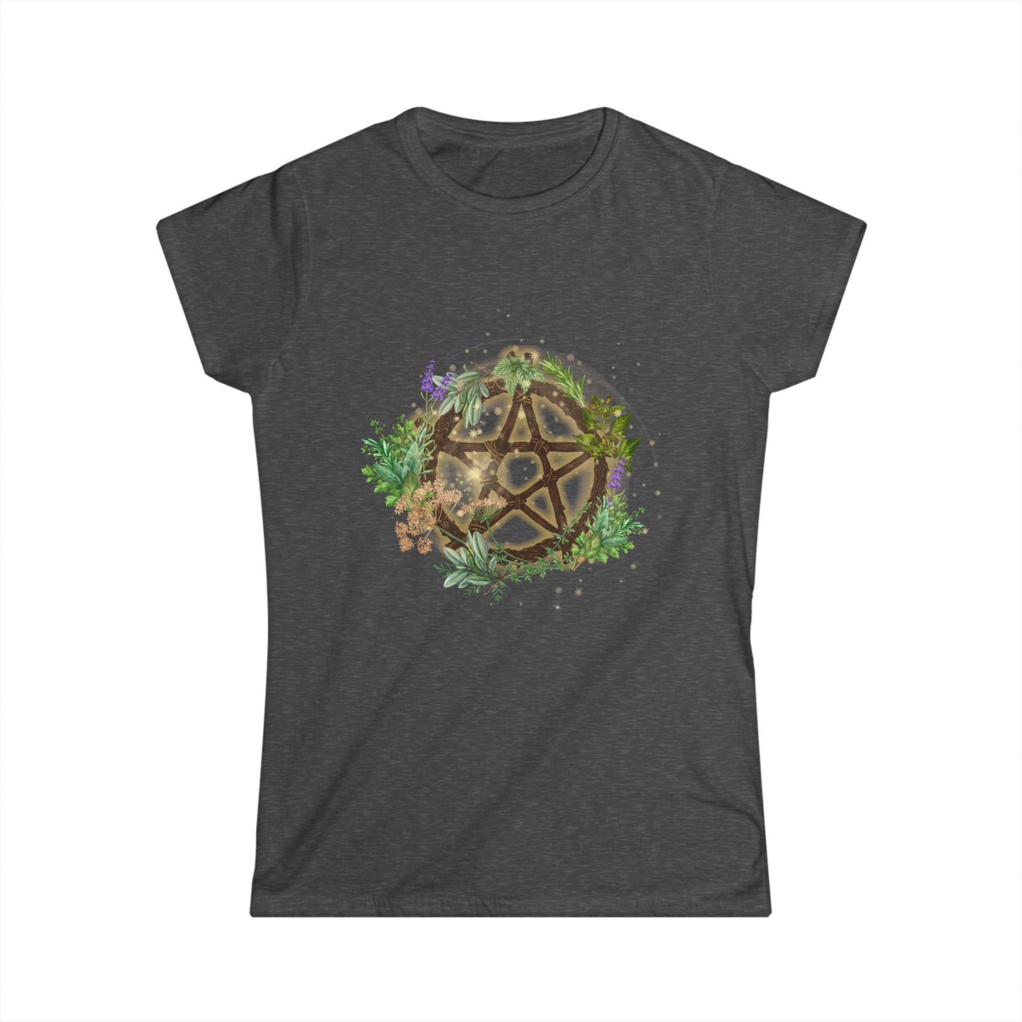 Witchy Pentacle Herbal Magic Women's Softstyle Tee, Shirt, Top, Apparel, Nature Witch Clothing