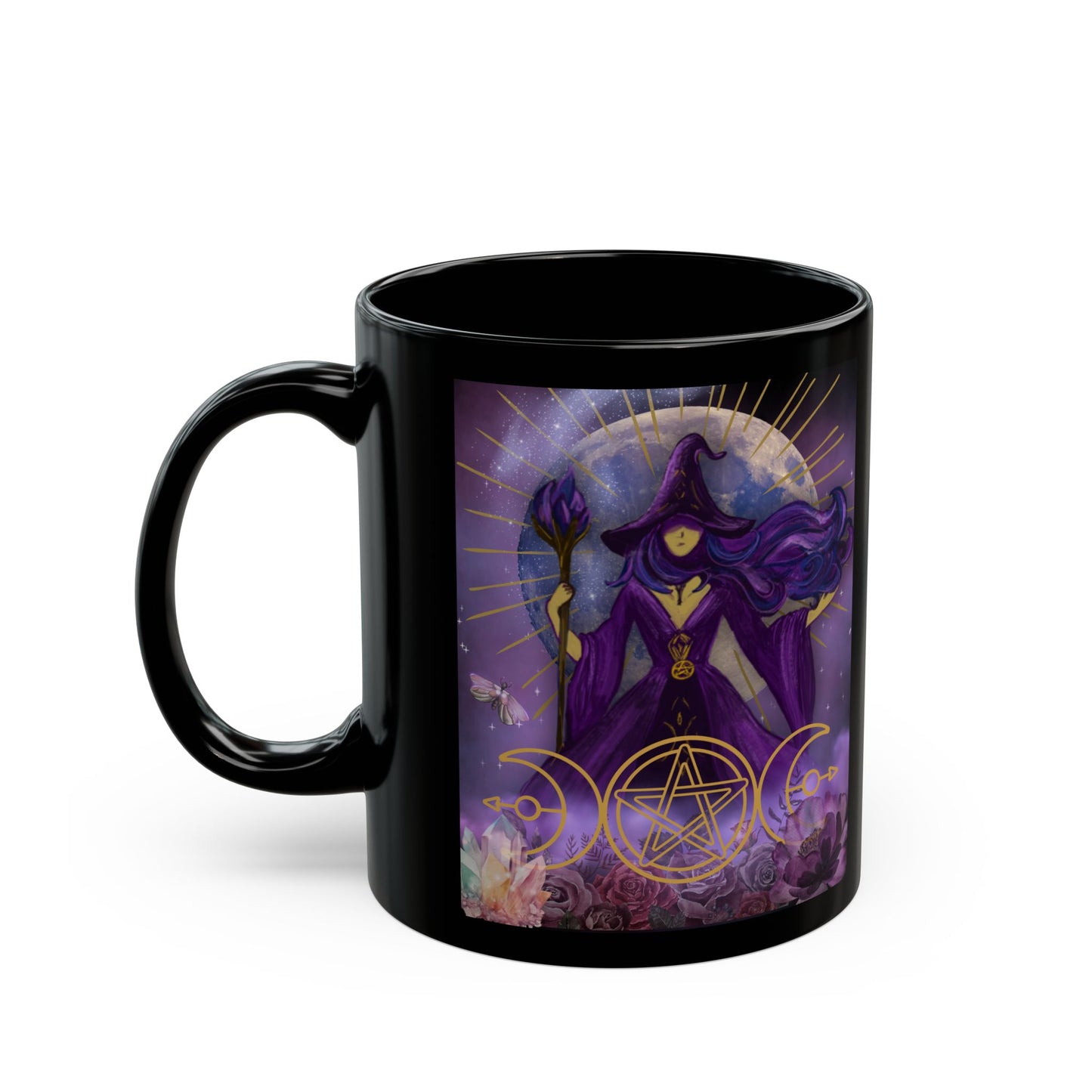 Mystical Witch Black Ceramic Mug (11oz, 15oz)