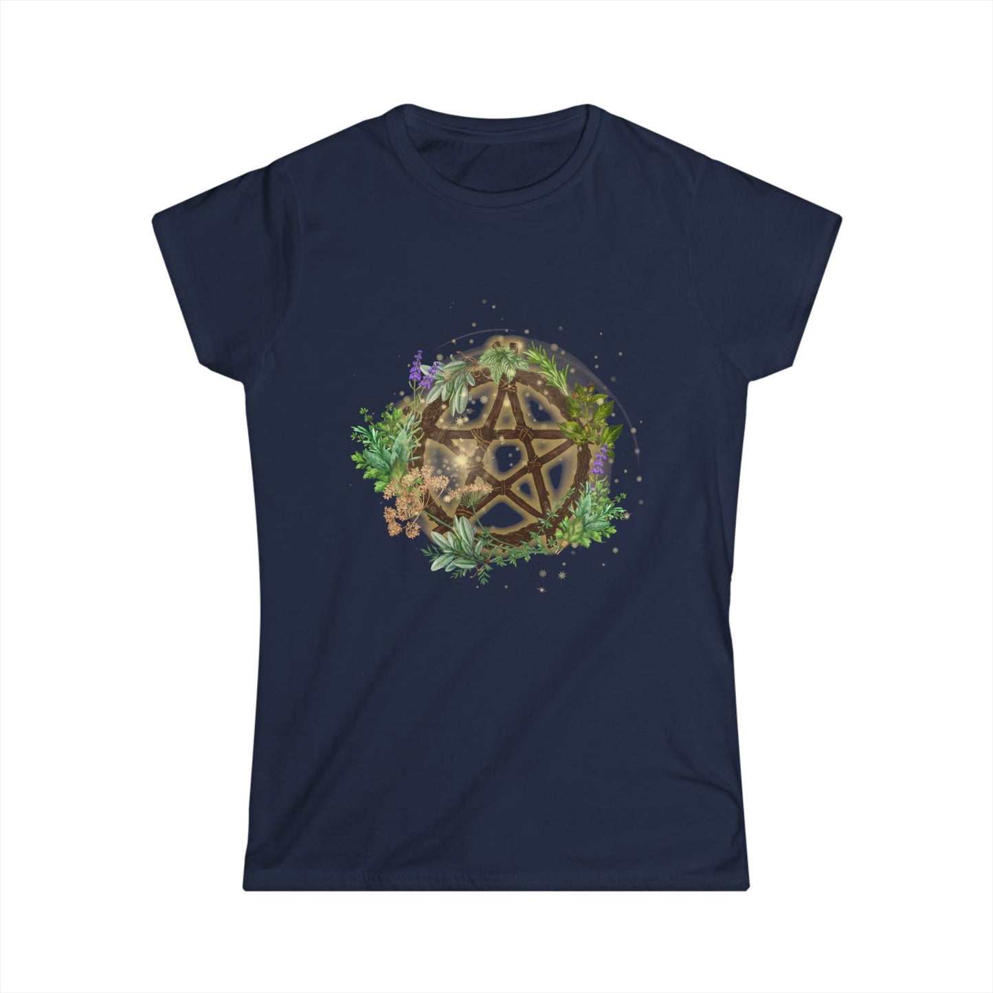 Witchy Pentacle Herbal Magic Women's Softstyle Tee, Shirt, Top, Apparel, Nature Witch Clothing