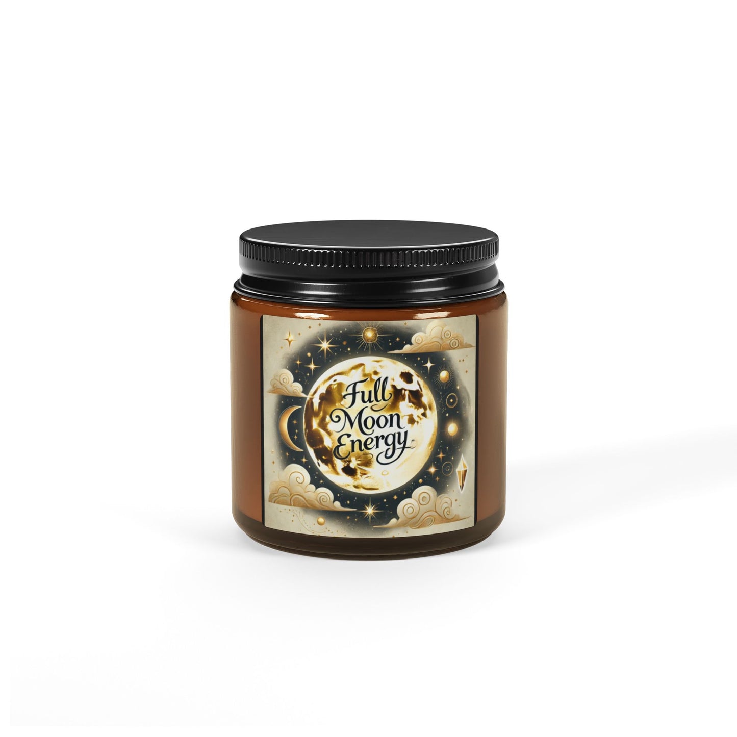 Full Moon Energy Scented Candle - 9oz & 4oz Amber Jar | Natural Soy Wax Blend