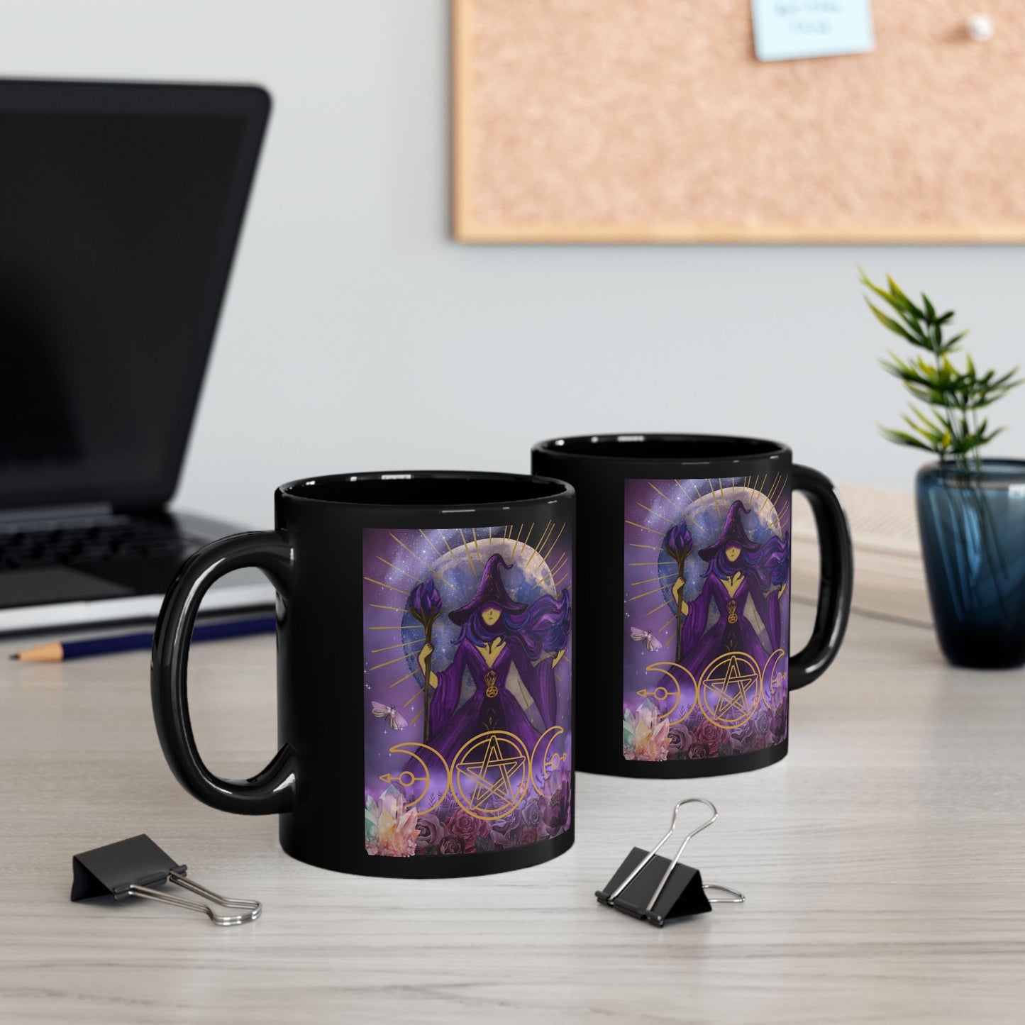 Mystical Witch Black Ceramic Mug (11oz, 15oz)