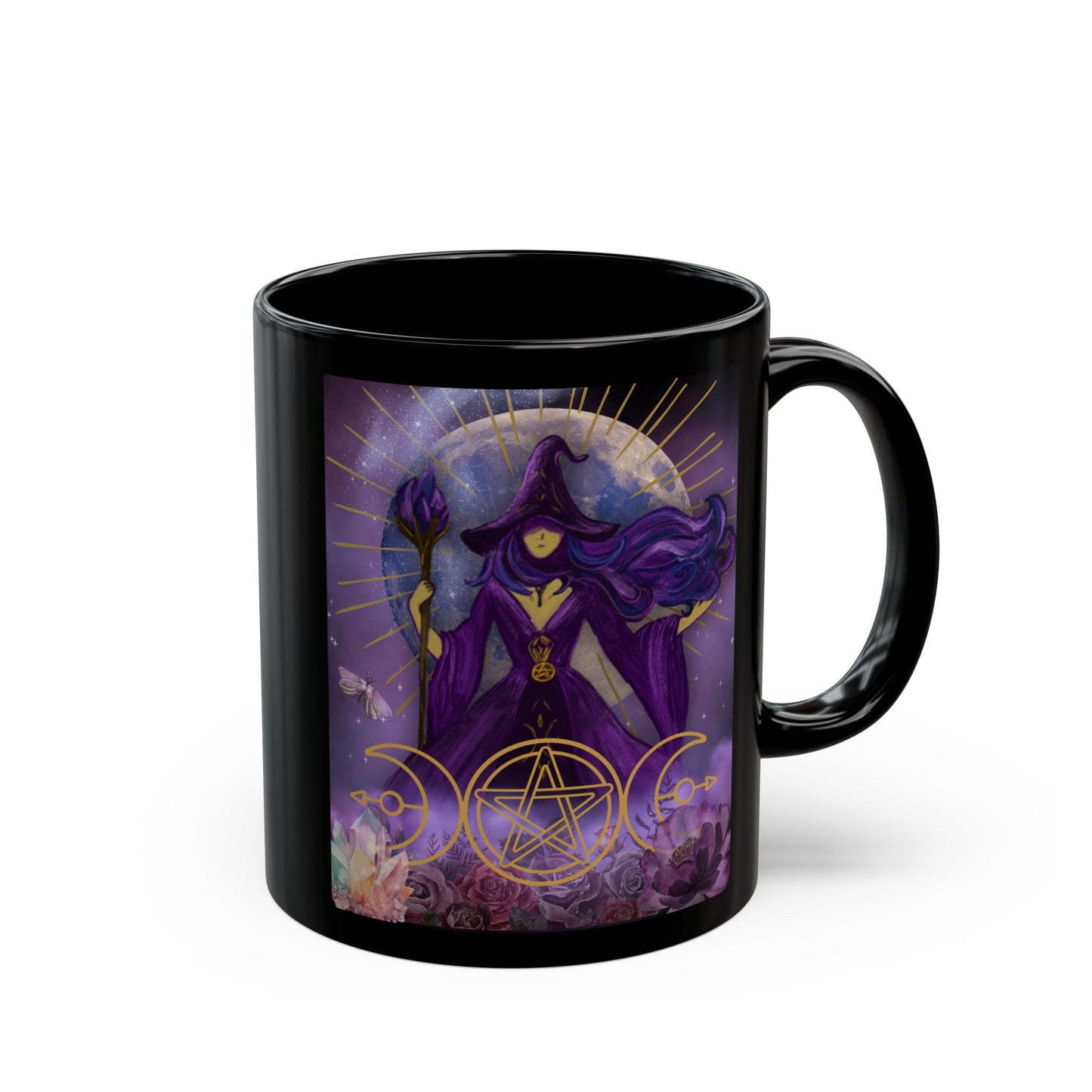 Mystical Witch Black Ceramic Mug (11oz, 15oz)