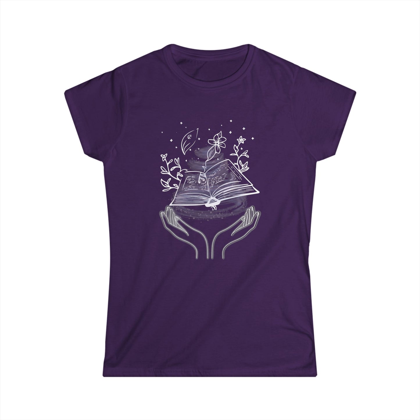 Witchy Softstyle Tee, Enchanting Spellbook Design, Magical Grimoire Shirt, Mystical Pastel Cotton Top, Celestial Botanical Witchy Apparel,