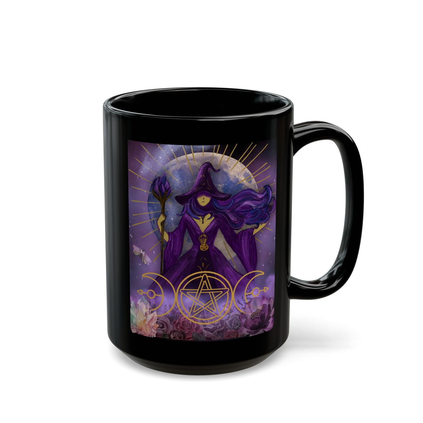 Mystical Witch Black Ceramic Mug (11oz, 15oz)