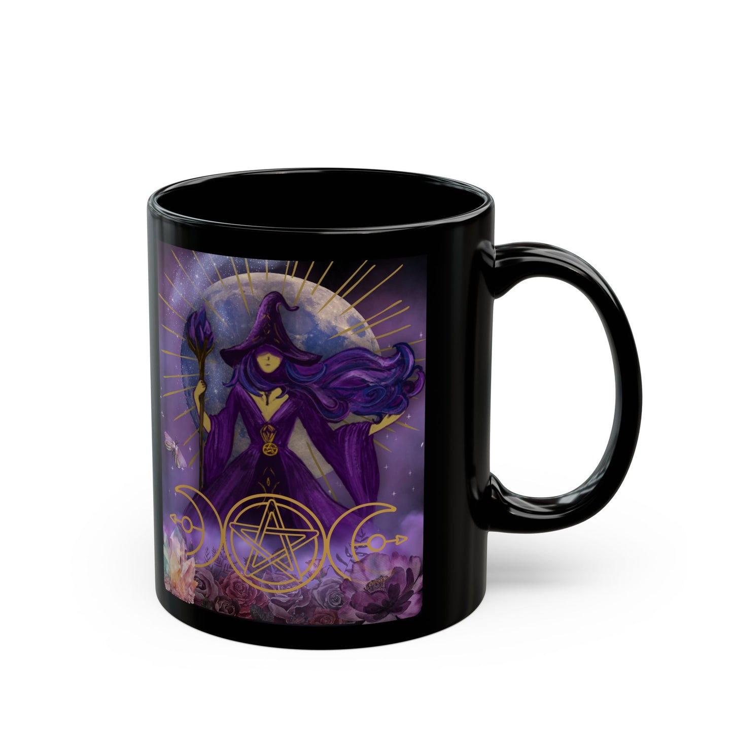 Mystical Witch Black Ceramic Mug (11oz, 15oz)