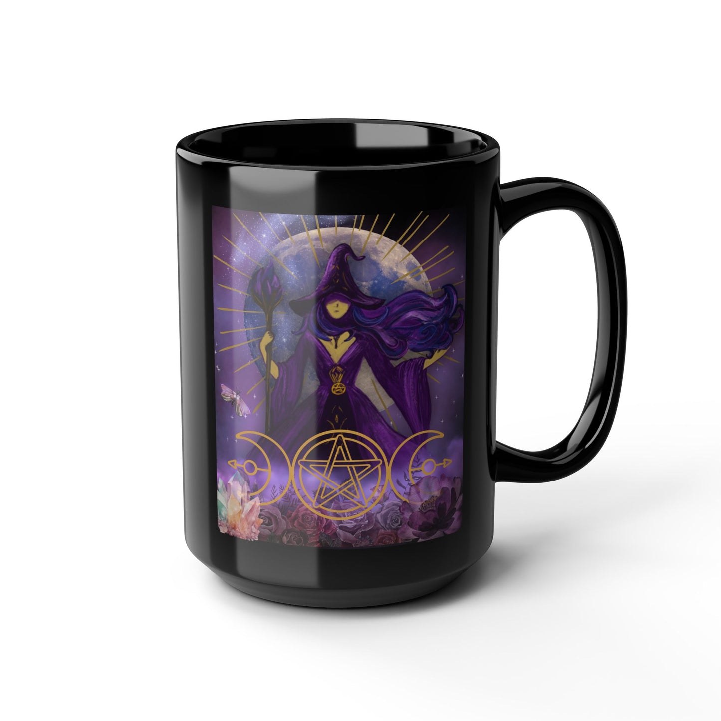 Mystical Witch Black Ceramic Mug (11oz, 15oz)