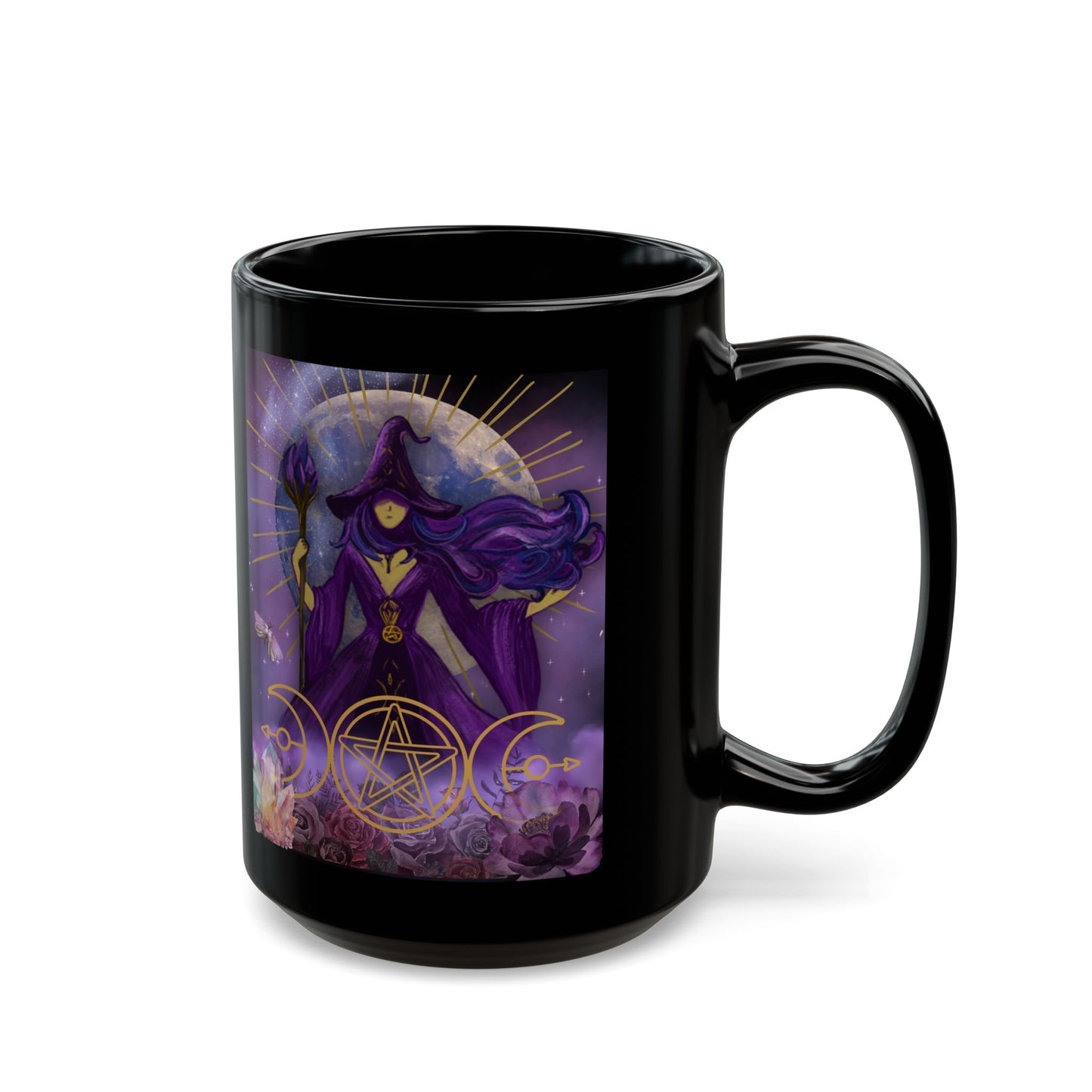 Mystical Witch Black Ceramic Mug (11oz, 15oz)