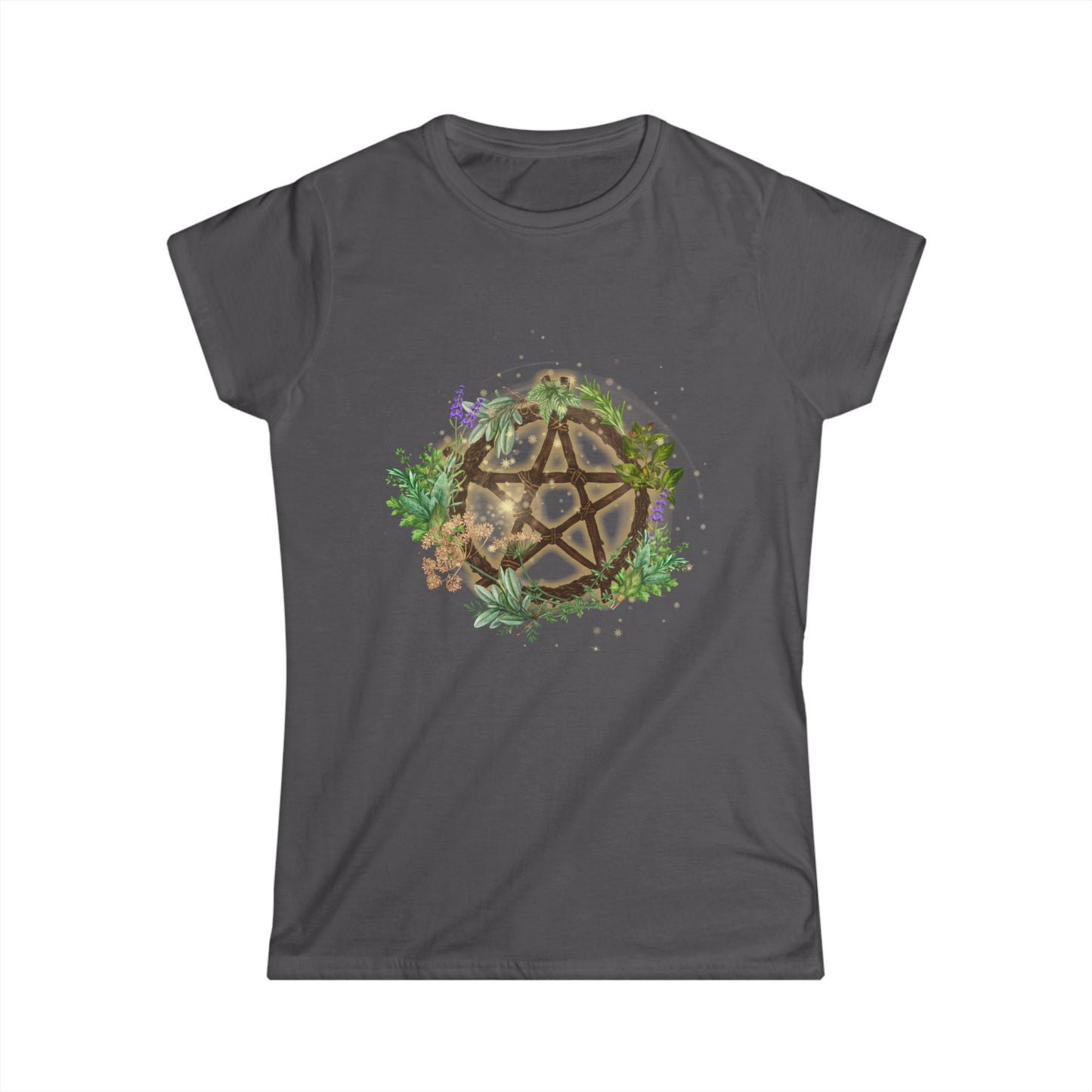 Witchy Pentacle Herbal Magic Women's Softstyle Tee, Shirt, Top, Apparel, Nature Witch Clothing