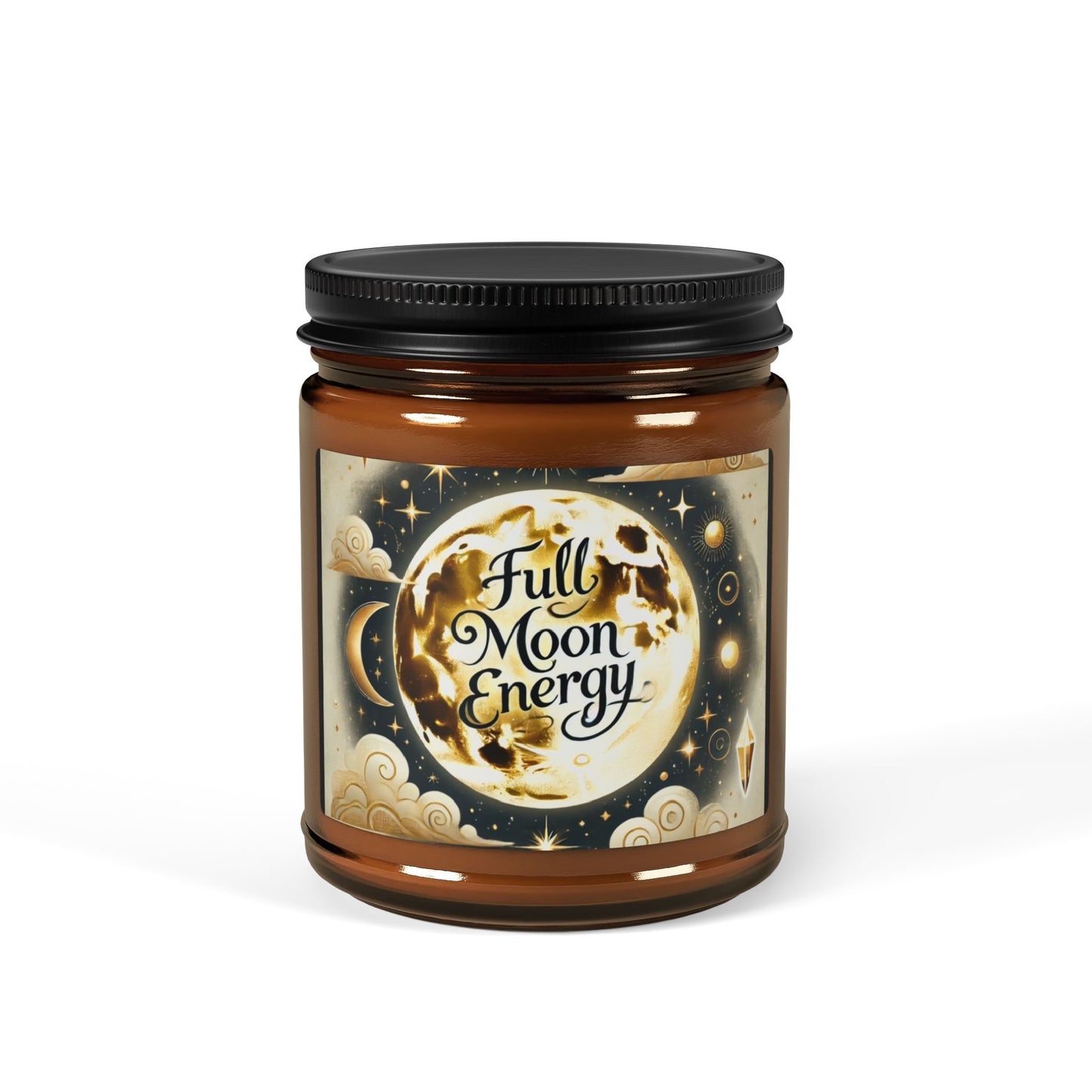 Full Moon Energy Scented Candle - 9oz & 4oz Amber Jar | Natural Soy Wax Blend