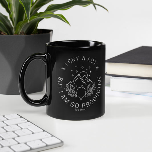 I Cry A Lot Mountain Black Glossy Mug