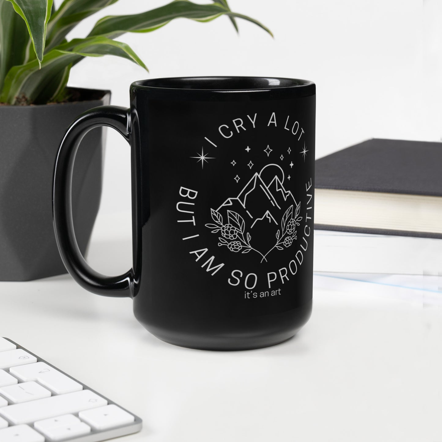 I Cry A Lot Mountain Black Glossy Mug